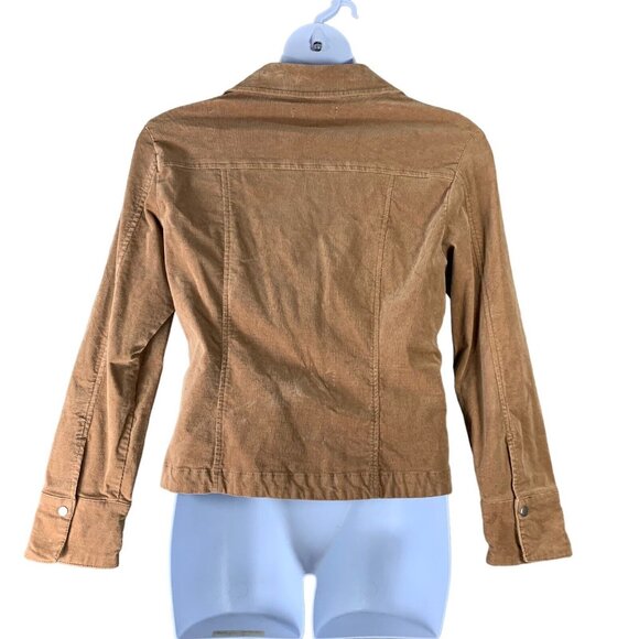 AMI Size Large Corduroy Shirt Brown Snap Up Pockets Stretch Womens Blouse - Picture 2 of 4